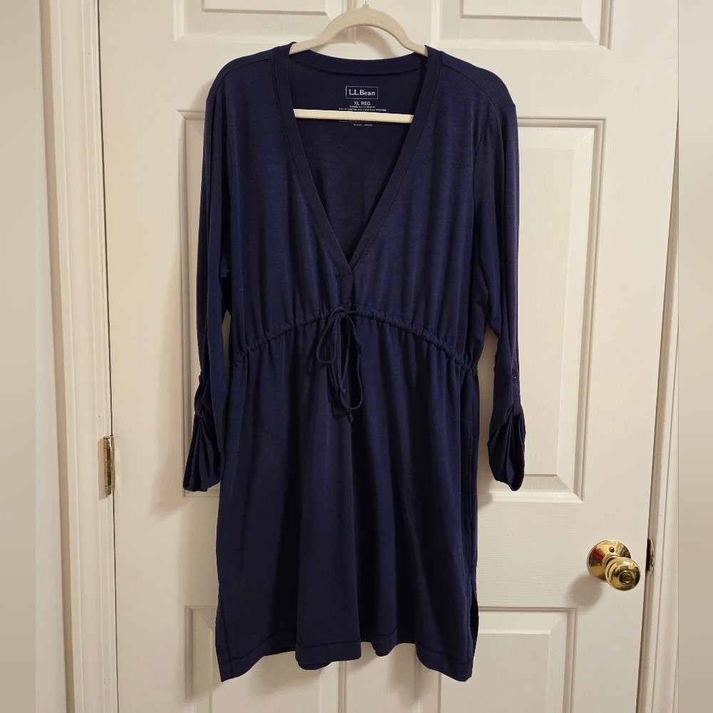 L.L. Bean Womens V-neck Purple Long Sleeve Dress Size XL